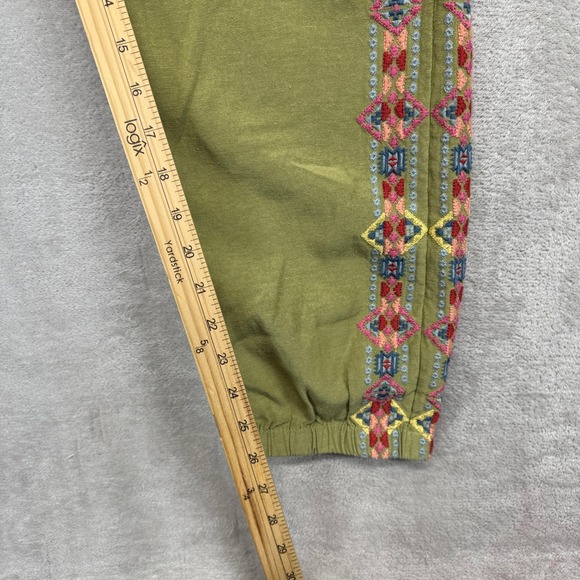 Sundance Pants Women's Small Buena Vista Colorful Embroidered Jogger Olive Boho - Picture 10 of 14